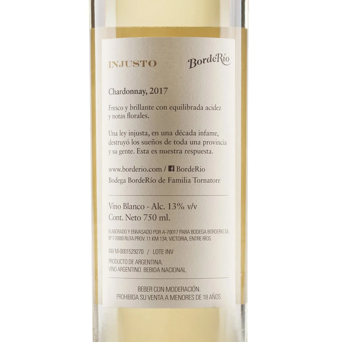 Vino BordeRío Injusto Chardonnay 2017