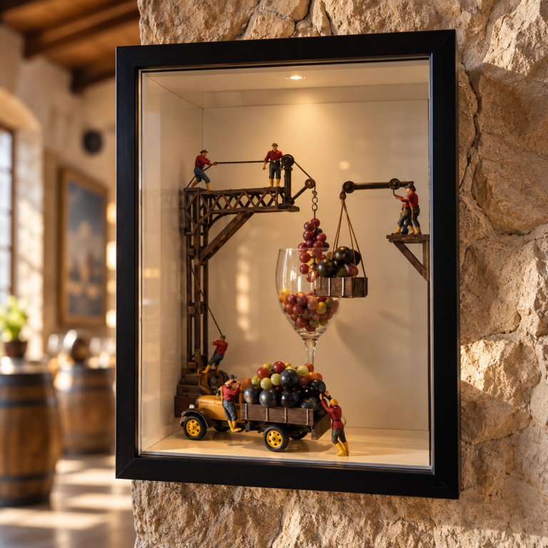 Diorama de vendimia en miniatura